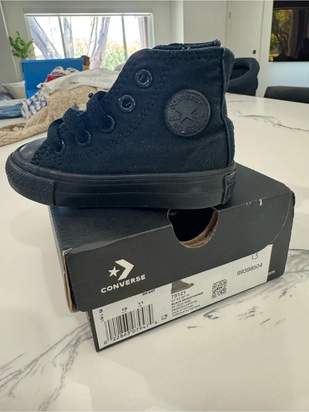 Converse Kids Black High Top Sneakers - All Black Chuck Patch